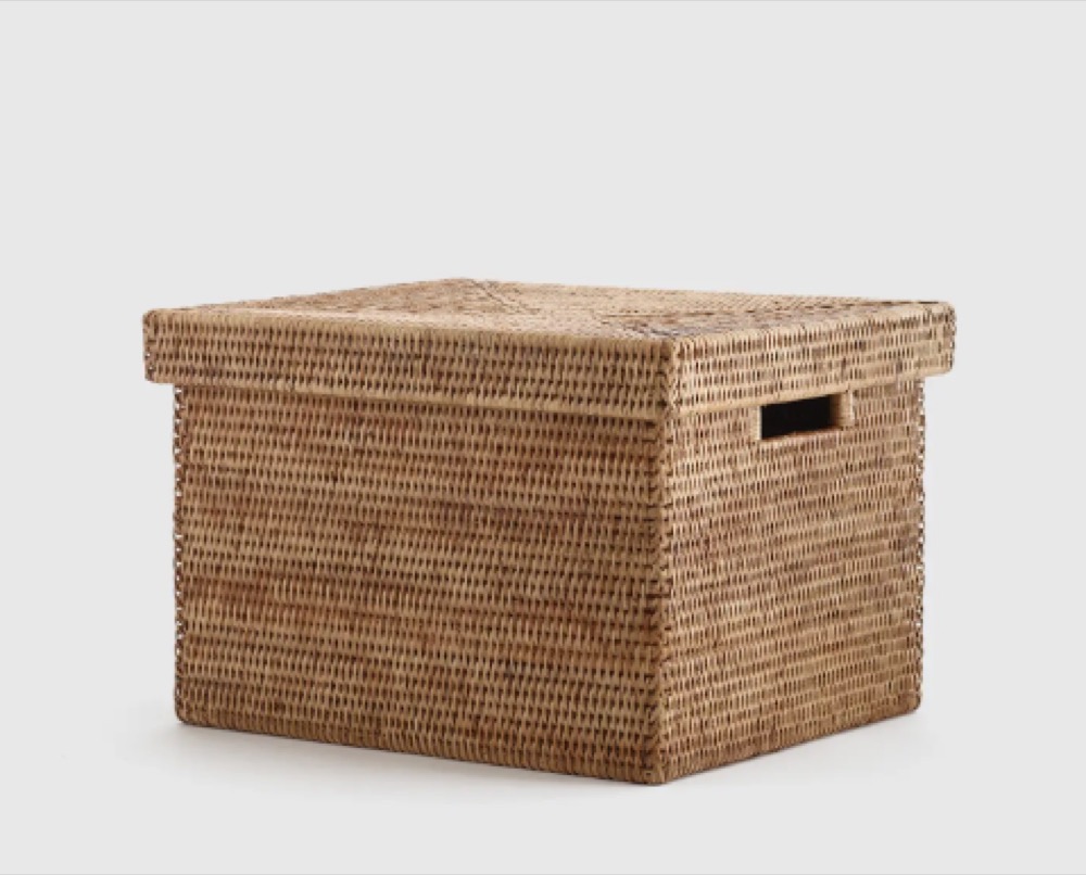 Lidded Rattan Storage Box
