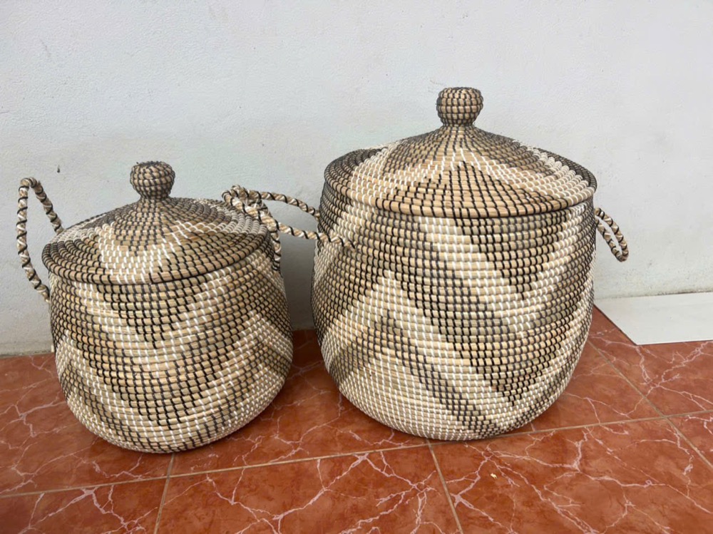 Giỏ có nắp hoạ tiết zigzag