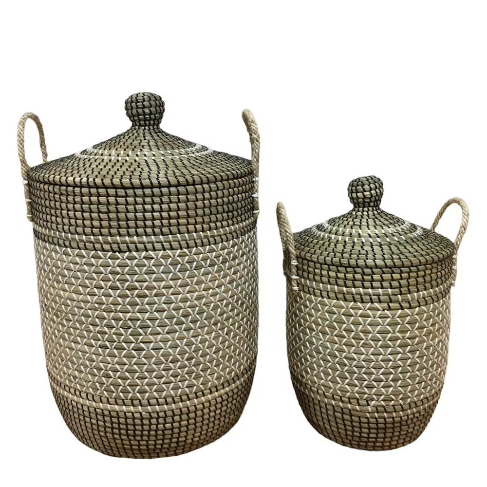 Giỏ có nắp kẻ sọc