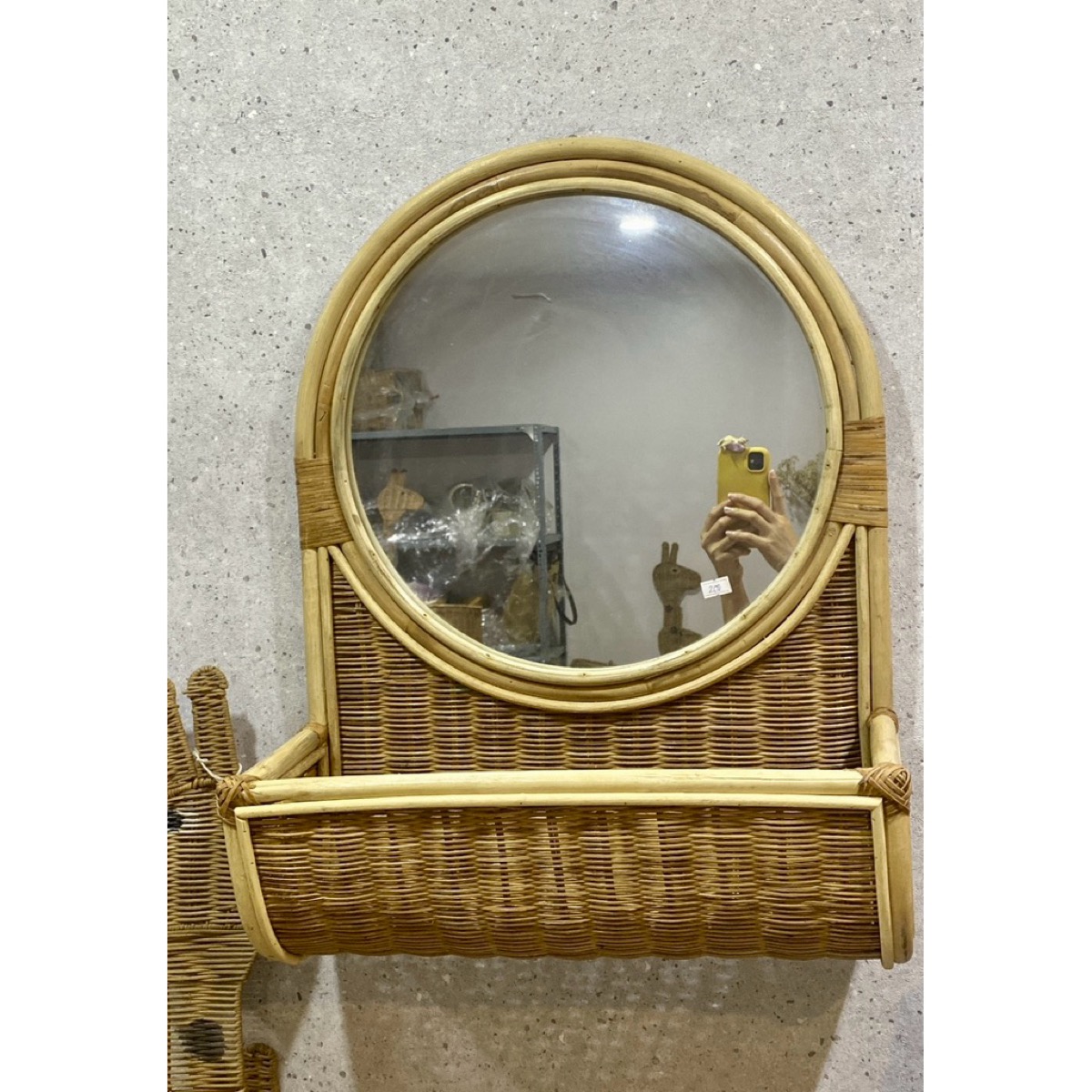 Rattan Wall Mirror with Shelf